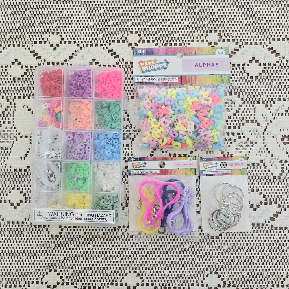 New Jewelry Making Bundle Arts and Crafts Supplies Alphabet Beads Keychain Rings - Picture 7 of 7